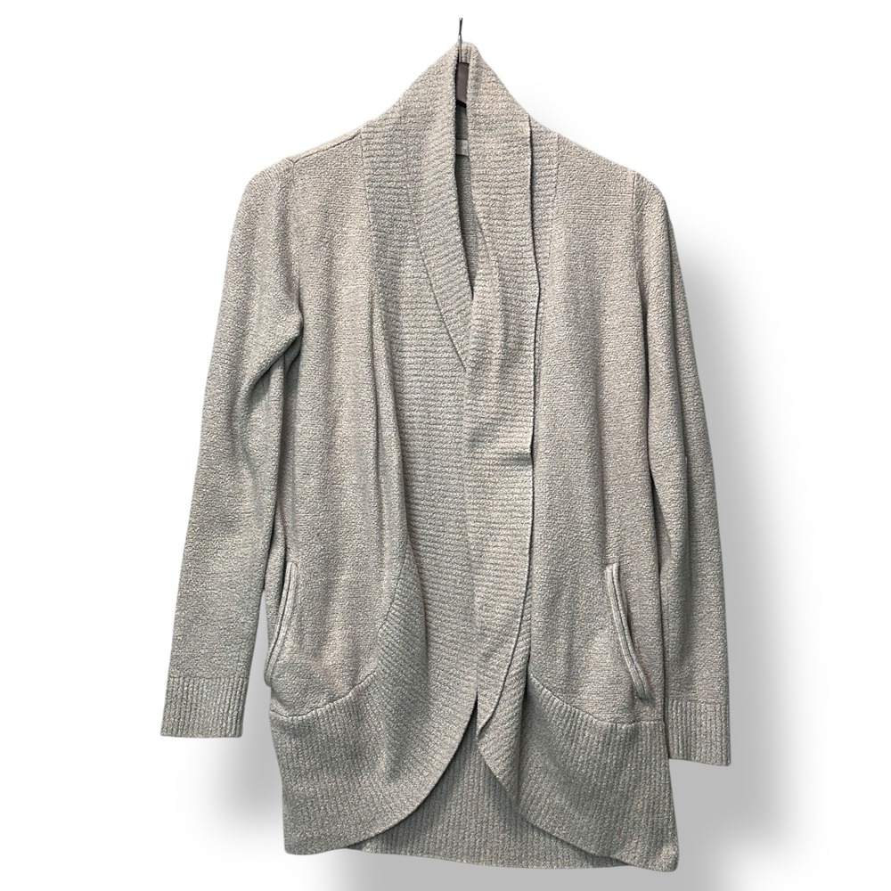 Barefoot‎ Dreams Women Cardigan M CozyChic Lite Beige Open Front Minimalist Soft